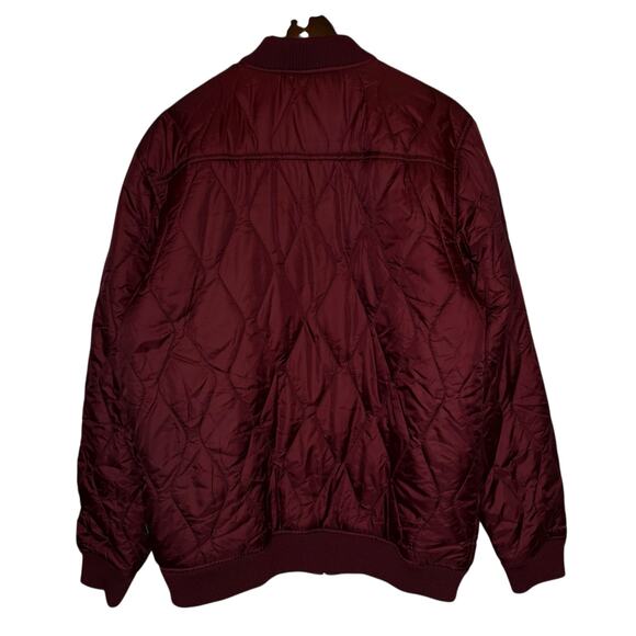 WESC Men’s Sixten Quilted Bomber Jacket Maroon Satin size Large - Picture 4 of 6